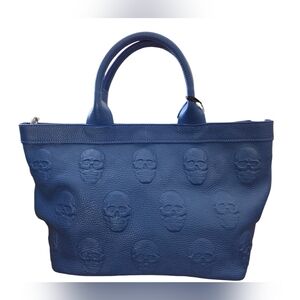 IO Pelle Italia NEW Large Skull Embossed Leather Satchel/Crossbody Bag Dust Bag